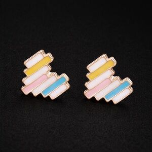 Pixelated Heart Pastel Retro Pixel Resolution Arcade Video Game Valentine’s Stud